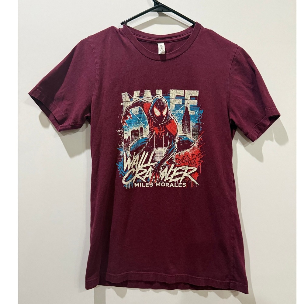 Bella+Canvas Spider-Man Miles Morales Kids Small Burgundy Excellent Wall Crawler